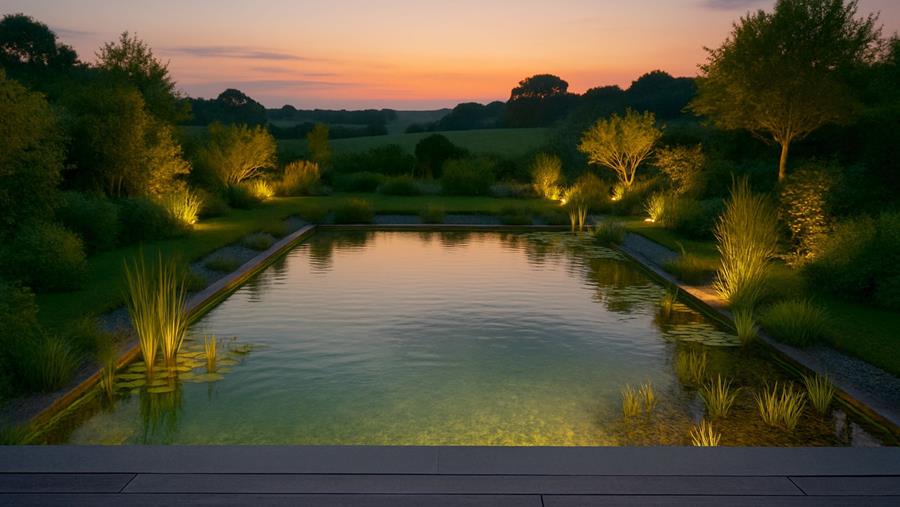 bio-zwembad natuurlijk zwembad verlichting