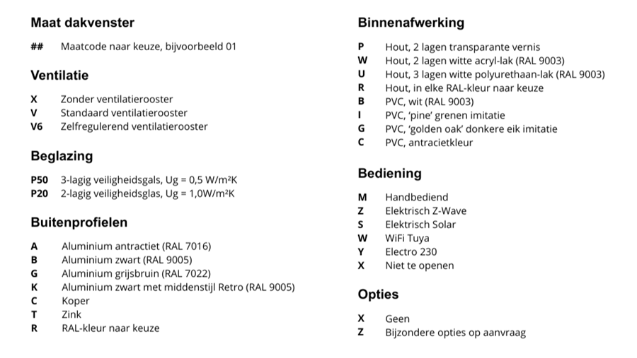 opties dakvenster