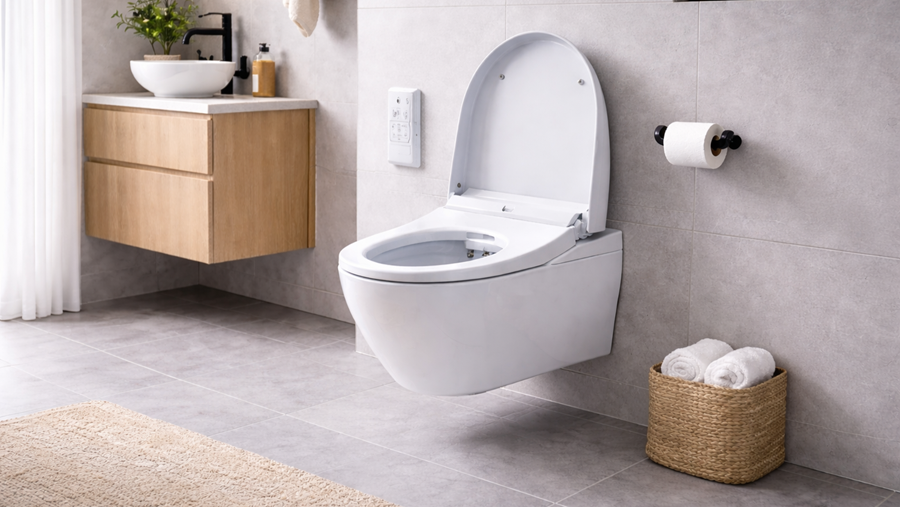 AI beeldje van een hangtoilet